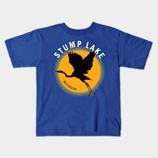 Stump Lake in Michigan Heron Sunrise Kids T-Shirt